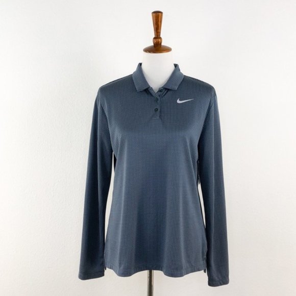 Nike Tops - Nike Grey White Small Dot Print Polo Golf Shirt